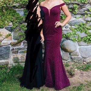 Maroon off the shoulder prom dress